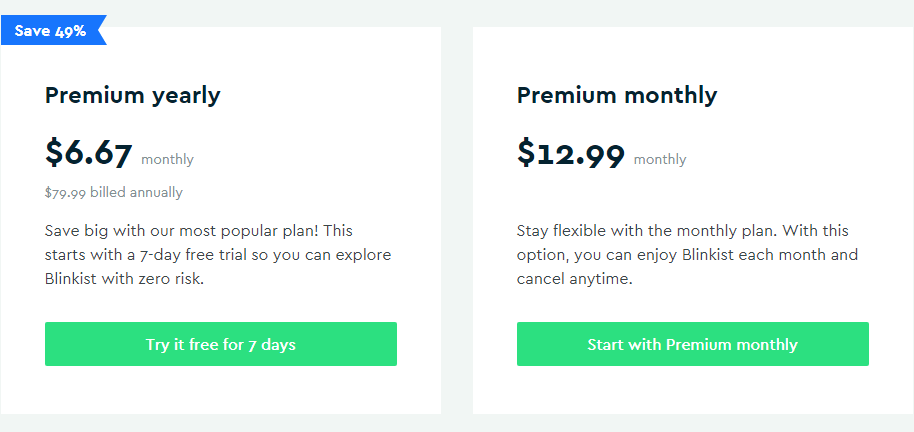 Blinkist Pricing